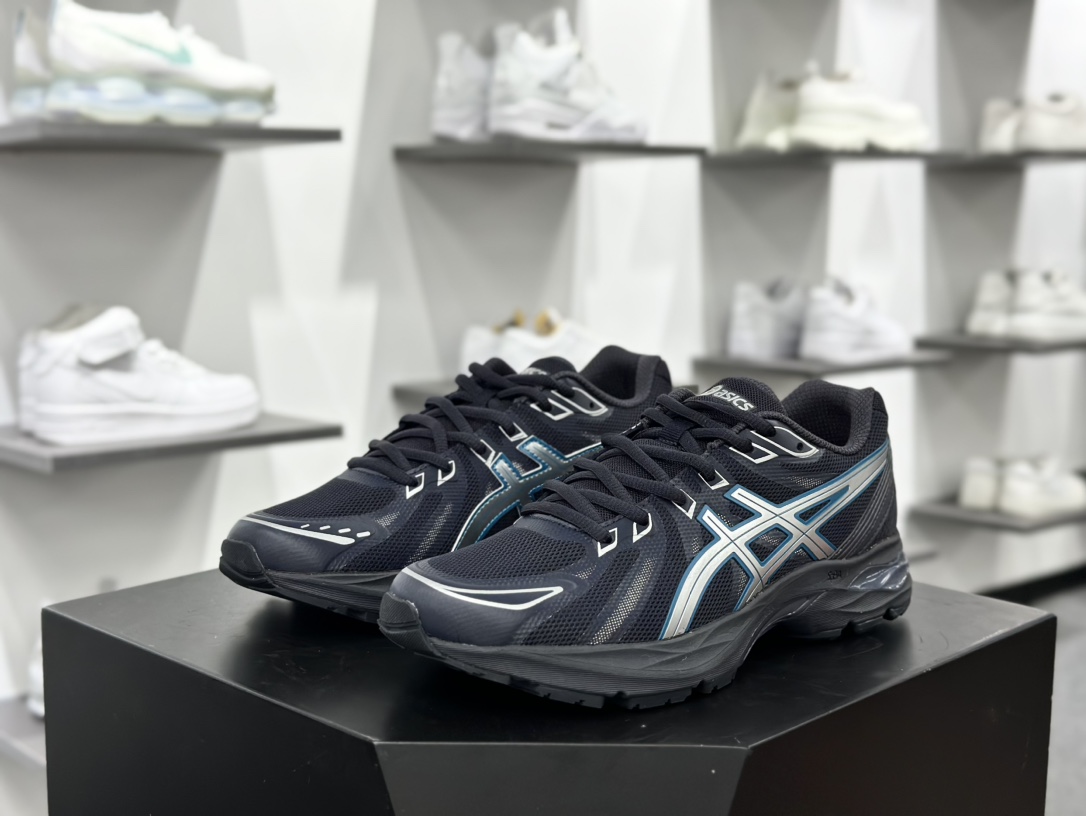 亚瑟士/Asics Gel-Flux CN 系列低帮超轻量慢跑鞋“碳黑灰银浅蓝”1011B646-021