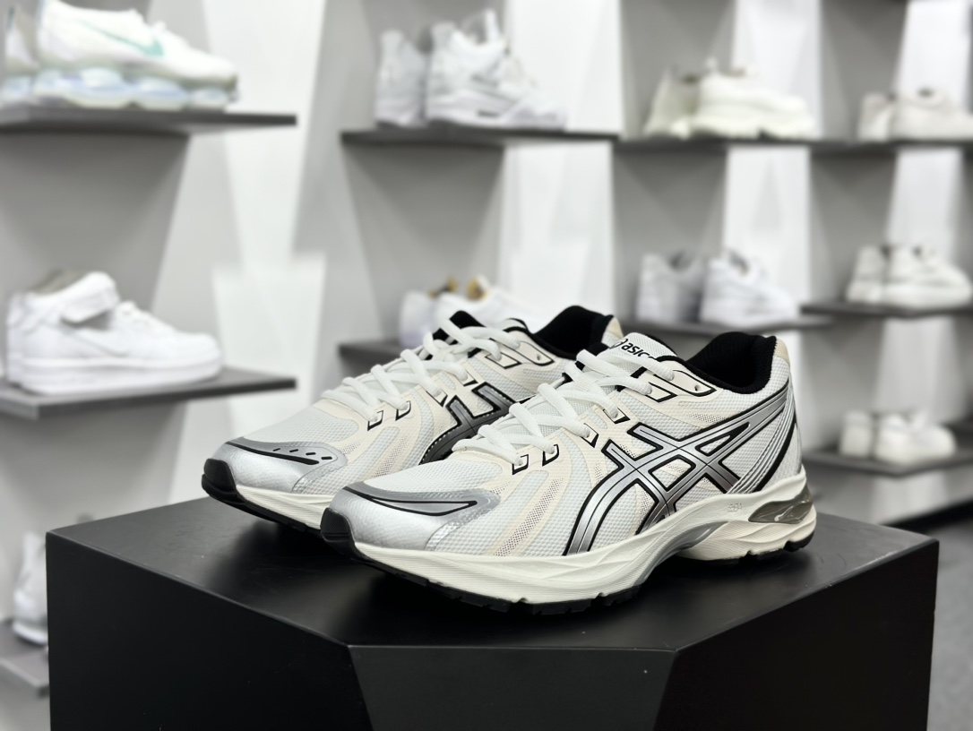 亚瑟士/Asics Gel-Flux CN 系列低帮超轻量缓震休闲运动训练慢跑鞋“米白黑太空银”1012B464-102