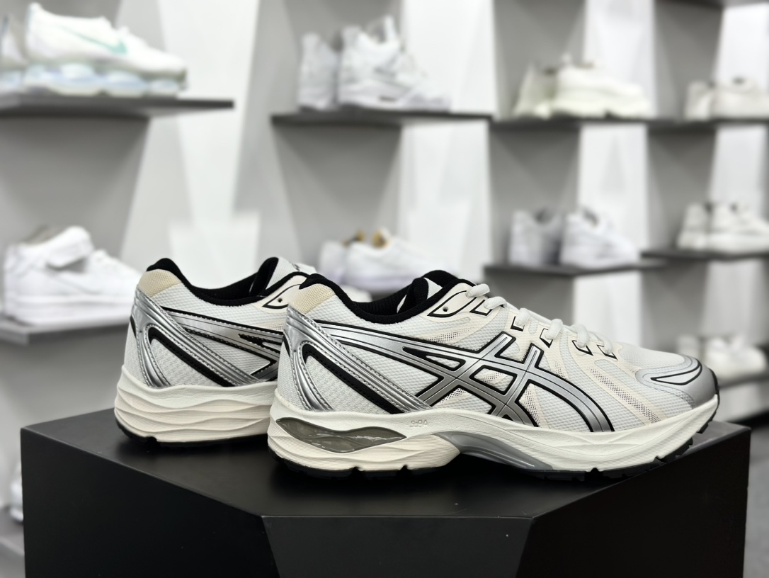 亚瑟士/Asics Gel-Flux CN 系列低帮超轻量缓震休闲运动训练慢跑鞋“米白黑太空银”1012B464-102