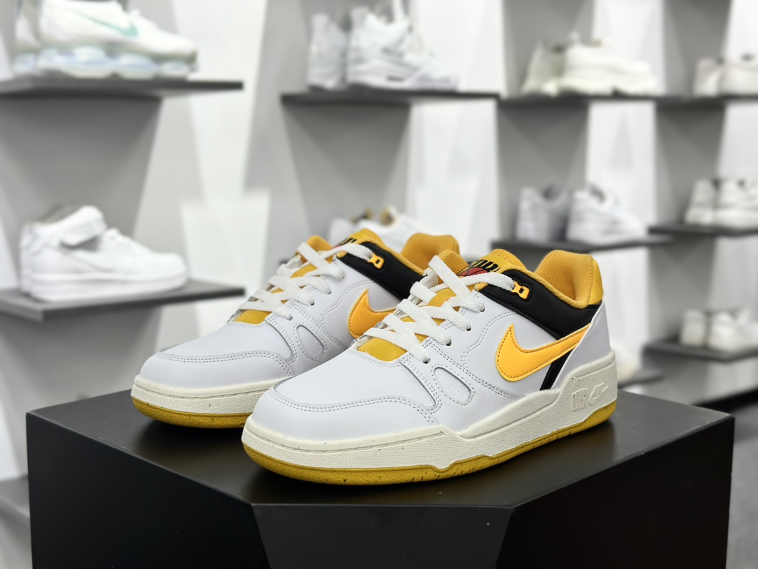 耐克Nike Full Force Low”White University Gold”全力以赴文化篮球板鞋“皮革白黑大学黄”FB1362-103