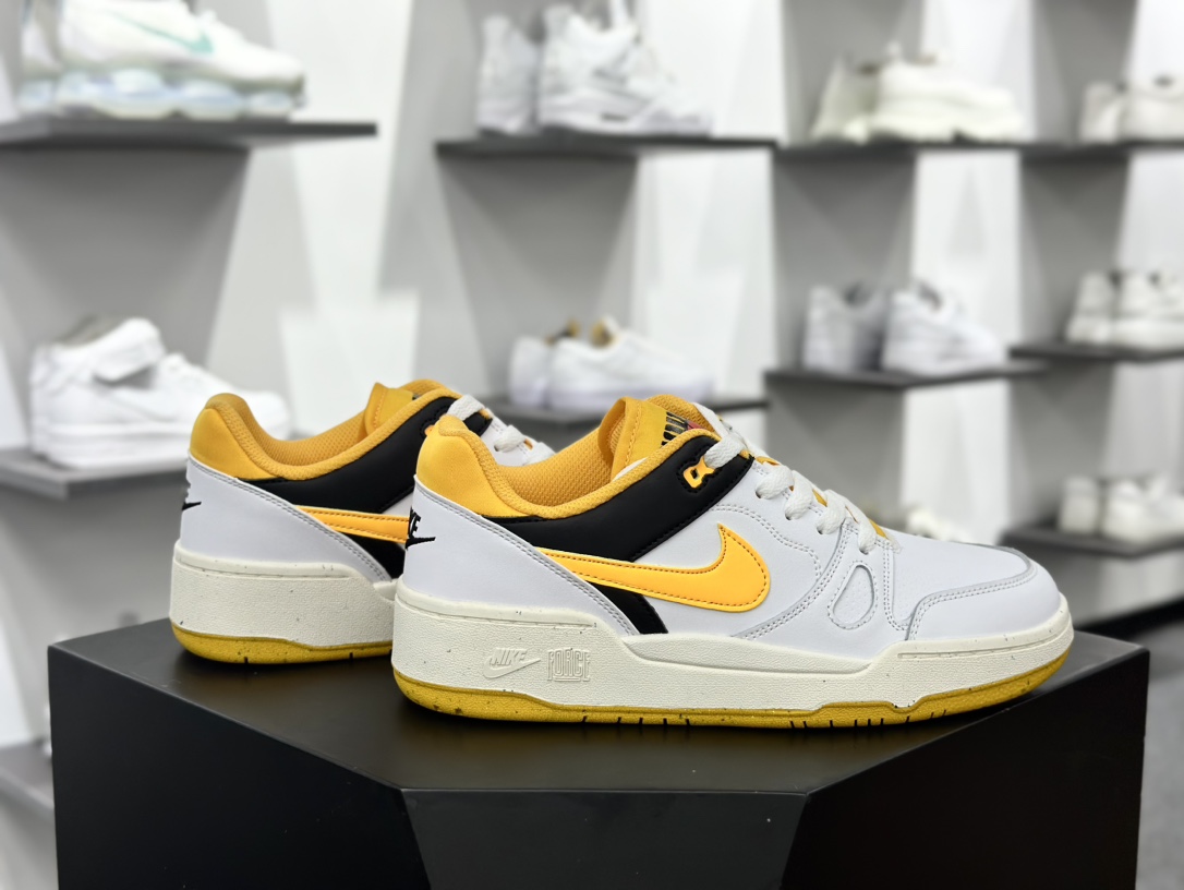 耐克Nike Full Force Low”White University Gold”全力以赴文化篮球板鞋“皮革白黑大学黄”FB1362-103