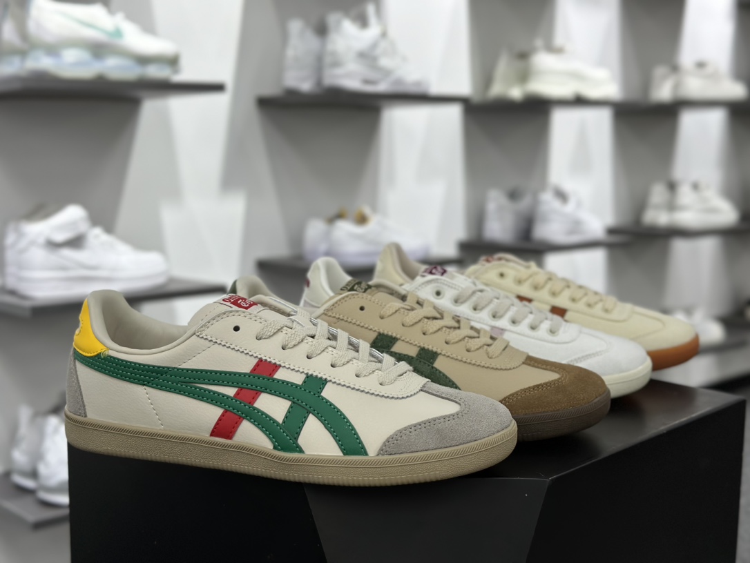 鬼塚虎/Onitsuka Tiger Tokuten 得分系列低帮复古德训风休闲运动板鞋“皮革奶茶黄咖啡棕绿”1183C086-250