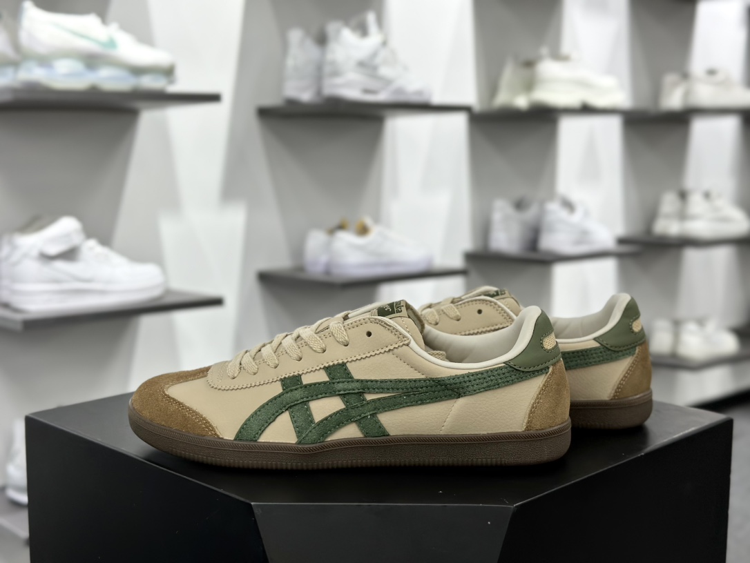 鬼塚虎/Onitsuka Tiger Tokuten 得分系列低帮复古德训风休闲运动板鞋“皮革奶茶黄咖啡棕绿”1183C086-250