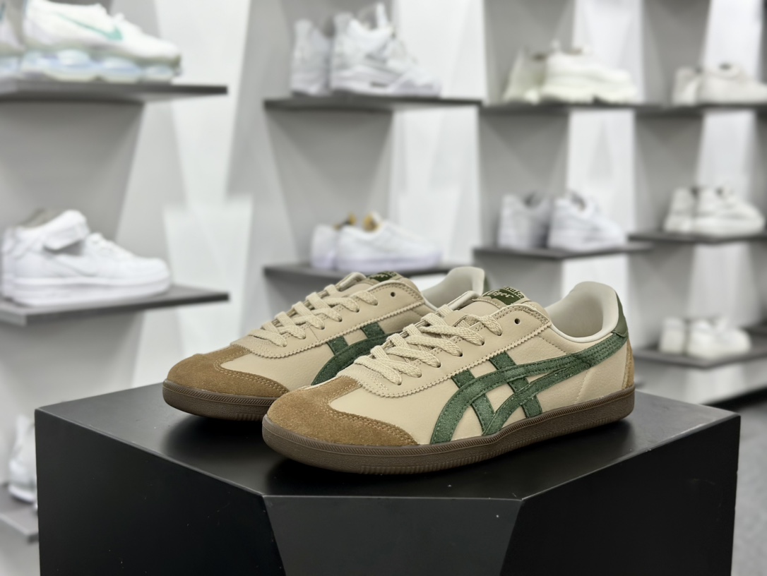 鬼塚虎/Onitsuka Tiger Tokuten 得分系列低帮复古德训风休闲运动板鞋“皮革奶茶黄咖啡棕绿”1183C086-250