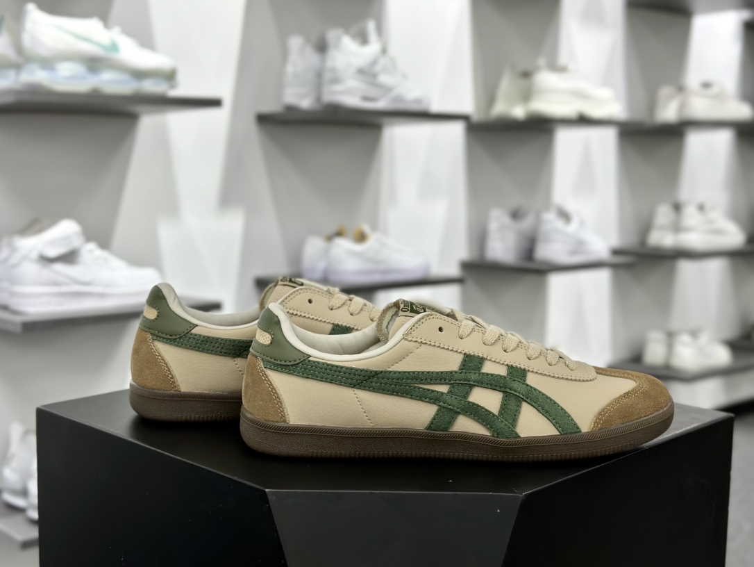 鬼塚虎/Onitsuka Tiger Tokuten 得分系列低帮复古德训风休闲运动板鞋“皮革奶茶黄咖啡棕绿”1183C086-250