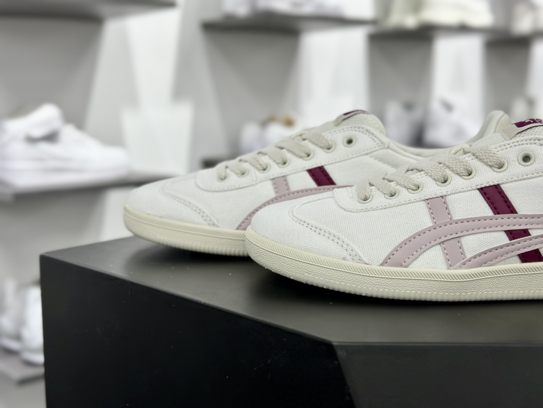 鬼塚虎/Onitsuka Tiger Tokuten 得分系列低帮复古板鞋“帆布白淡粉红”1183A862-110