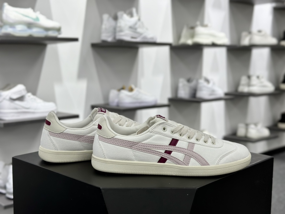 鬼塚虎/Onitsuka Tiger Tokuten 得分系列低帮复古板鞋“帆布白淡粉红”1183A862-110