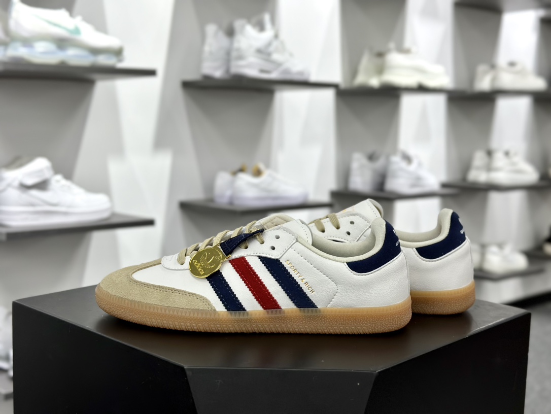 Adidas Originals Samba OG”Olympics”桑巴舞系列绅士运动板鞋“联名白藏蓝学院红金牌”IH8338