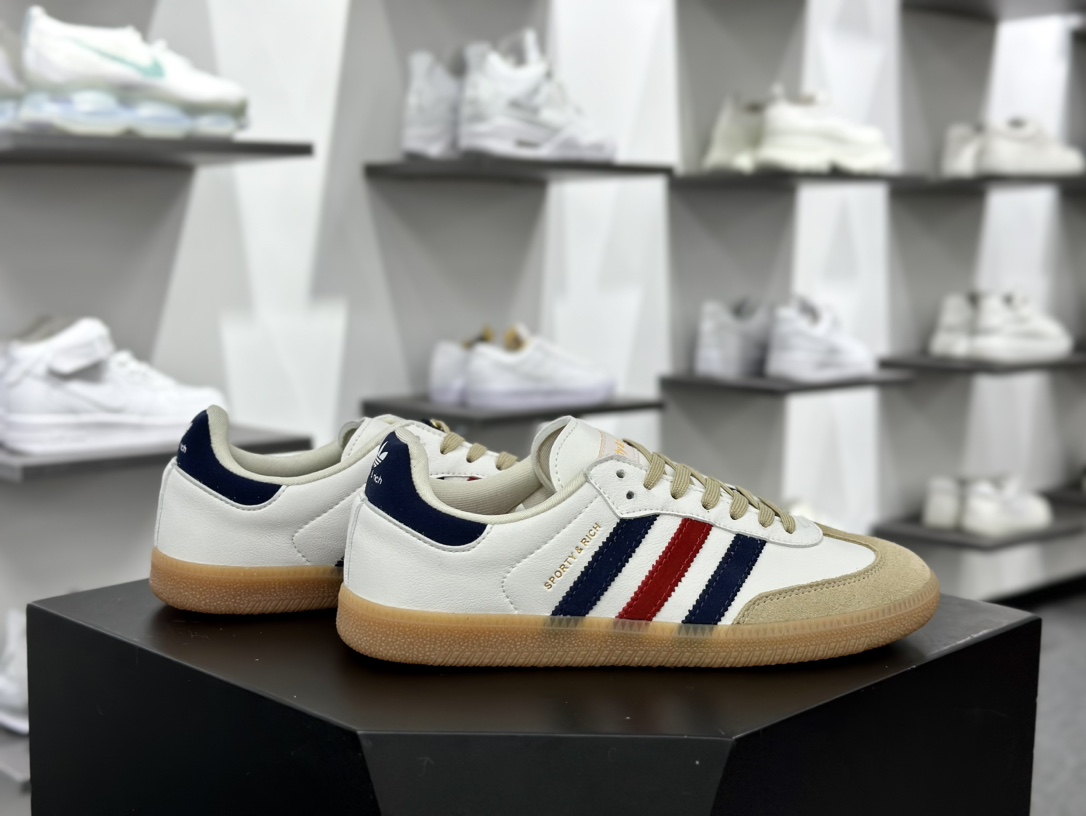 Adidas Originals Samba OG”Olympics”桑巴舞系列绅士运动板鞋“联名白藏蓝学院红金牌”IH8338