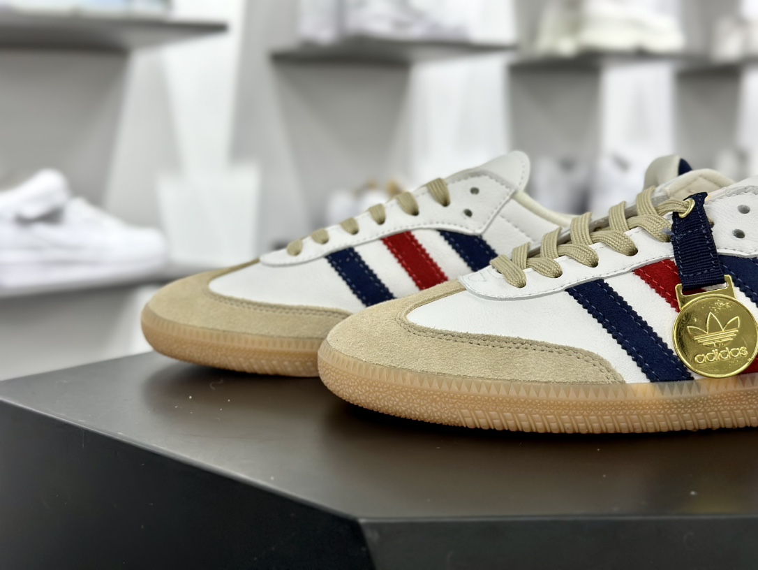 Adidas Originals Samba OG”Olympics”桑巴舞系列绅士运动板鞋“联名白藏蓝学院红金牌”IH8338