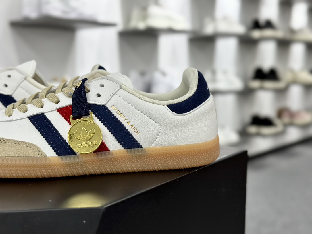 Adidas Originals Samba OG”Olympics”桑巴舞系列绅士运动板鞋“联名白藏蓝学院红金牌”IH8338