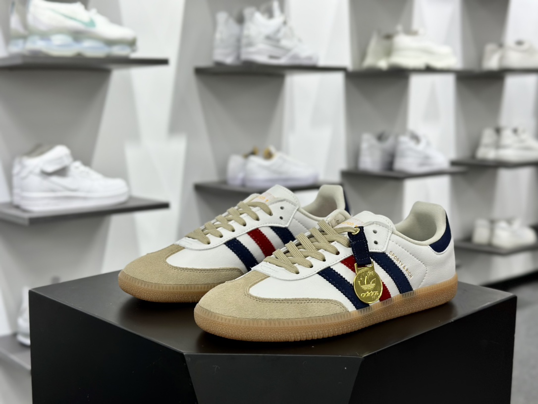 Adidas Originals Samba OG”Olympics”桑巴舞系列绅士运动板鞋“联名白藏蓝学院红金牌”IH8338