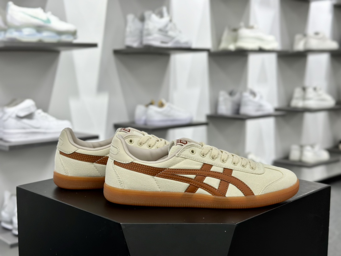 鬼塚虎/Onitsuka Tiger Tokuten 得分系列低帮复古板鞋“帆布米黄棕生胶底”1183A862-200