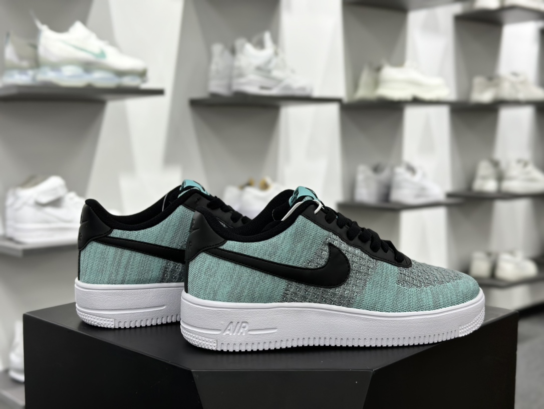 耐克Nike Air Force 1 Low Flyknit”Hyper Jade/White/Black”2.0代空军一号板鞋“针织月绿黑”CI0051-600