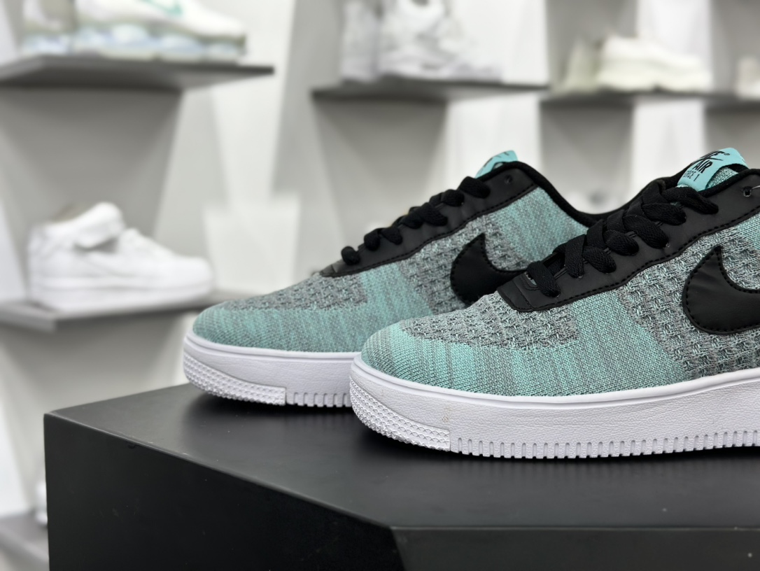 耐克Nike Air Force 1 Low Flyknit”Hyper Jade/White/Black”2.0代空军一号板鞋“针织月绿黑”CI0051-600