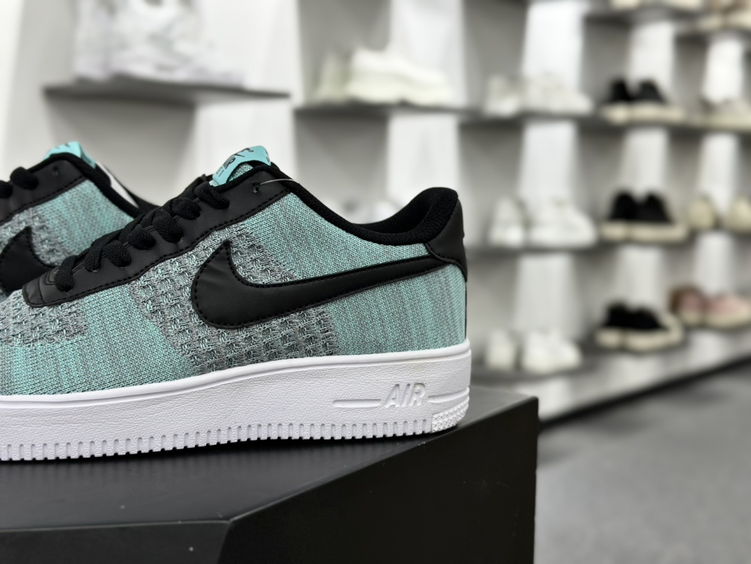 耐克Nike Air Force 1 Low Flyknit”Hyper Jade/White/Black”2.0代空军一号板鞋“针织月绿黑”CI0051-600