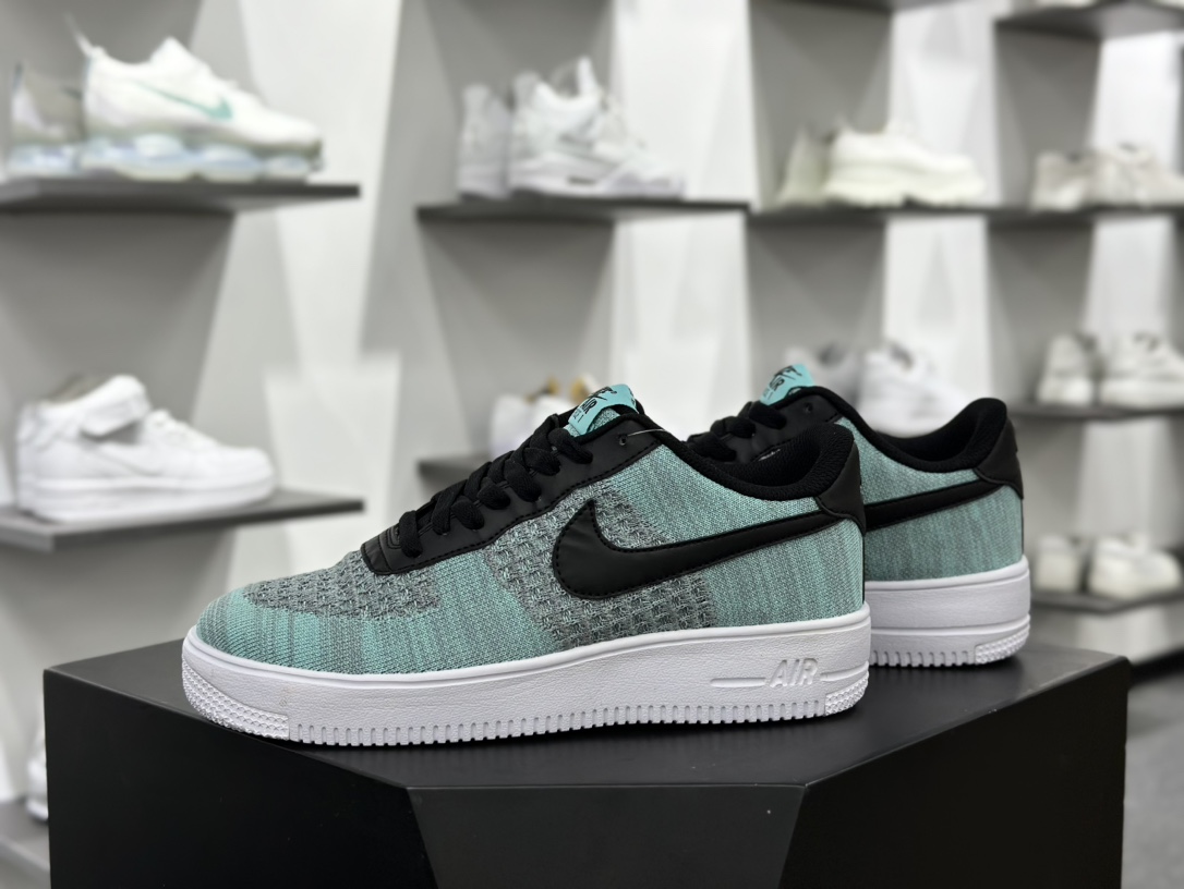 耐克Nike Air Force 1 Low Flyknit”Hyper Jade/White/Black”2.0代空军一号板鞋“针织月绿黑”CI0051-600