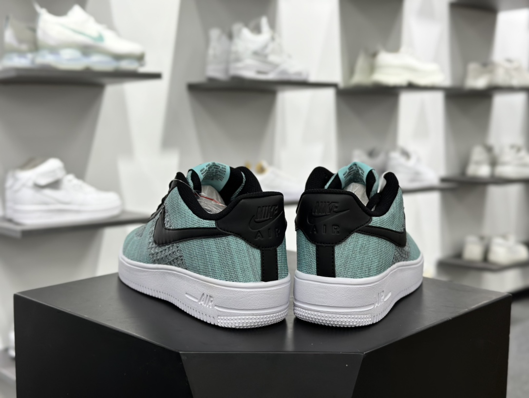 耐克Nike Air Force 1 Low Flyknit”Hyper Jade/White/Black”2.0代空军一号板鞋“针织月绿黑”CI0051-600