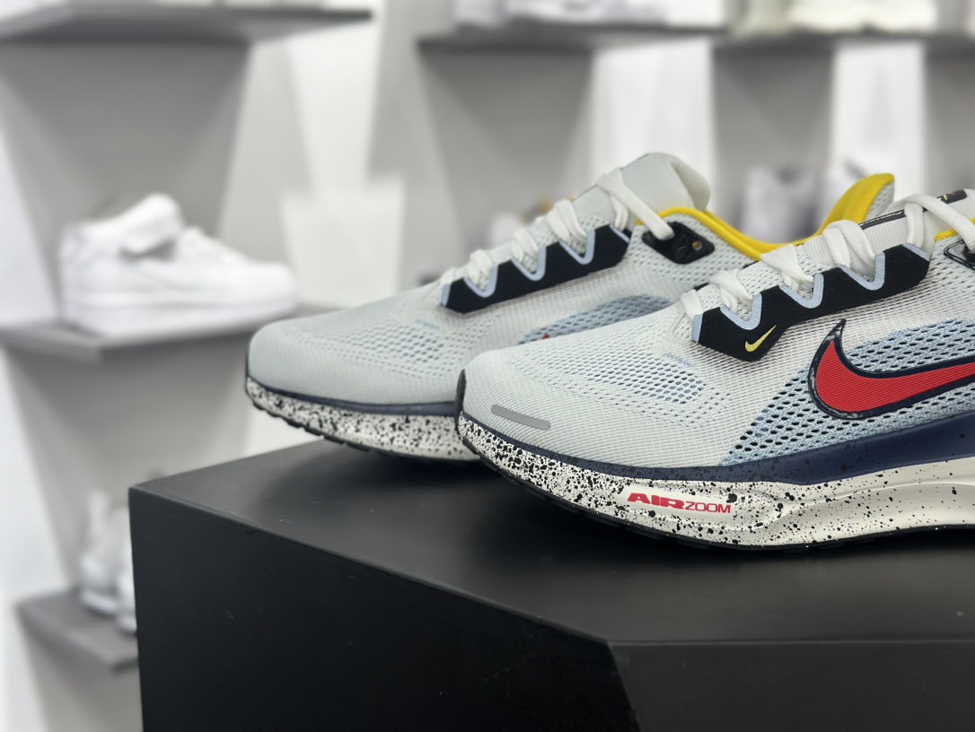 耐克Nike Air Zoom Pegasus 41 Premium”White/Psychic Blue”41代休闲运动慢跑鞋“网织黄红藏蓝泼墨”HJ9068-100