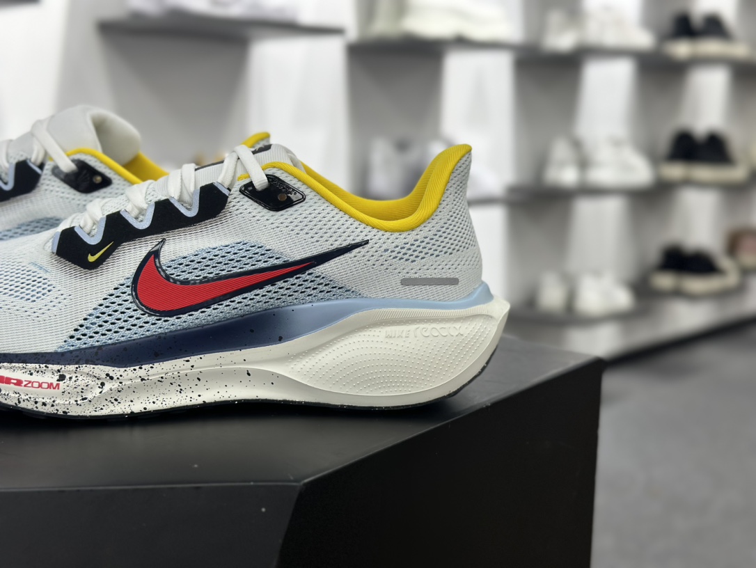 耐克Nike Air Zoom Pegasus 41 Premium”White/Psychic Blue”41代休闲运动慢跑鞋“网织黄红藏蓝泼墨”HJ9068-100