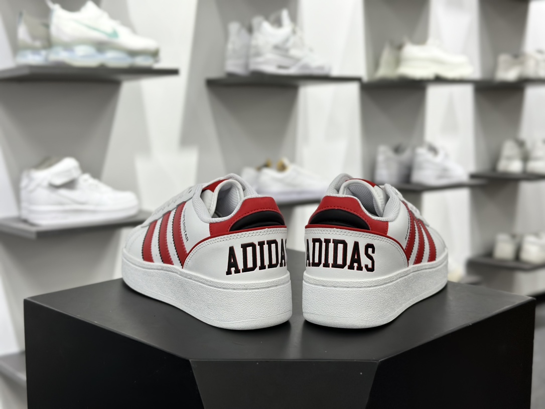 三叶草Adidas Originals Superstar XLG 贝壳头系列低帮运动板鞋“皮革白红黑字母LOGO”IF6144