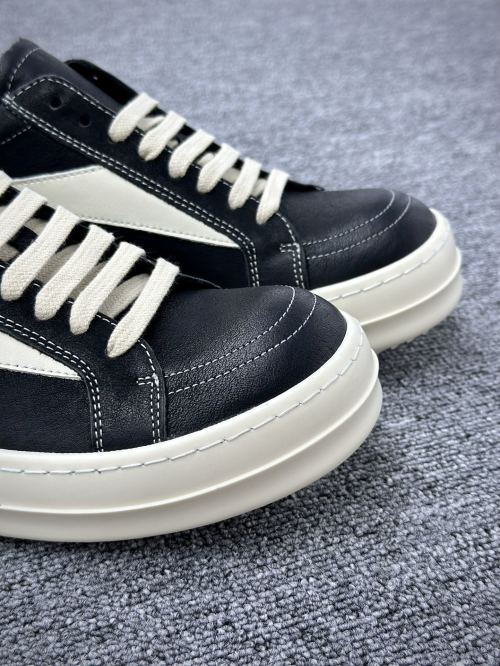 Rick Owens Inspired Black Leather Low-Top Sneakers with Signature Stripe 1 Rick Owens Inspired Black Leather Low-Top Sneakers with Signature Stripe