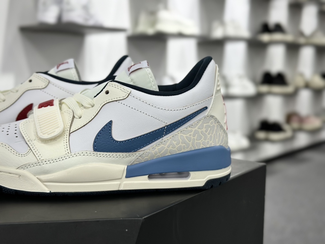 耐克Nike Air Jordan Legacy 312 Low”Jumpman Motion Logo”乔丹休闲运动篮球鞋“皮革米白运动红蓝”HM3709-141