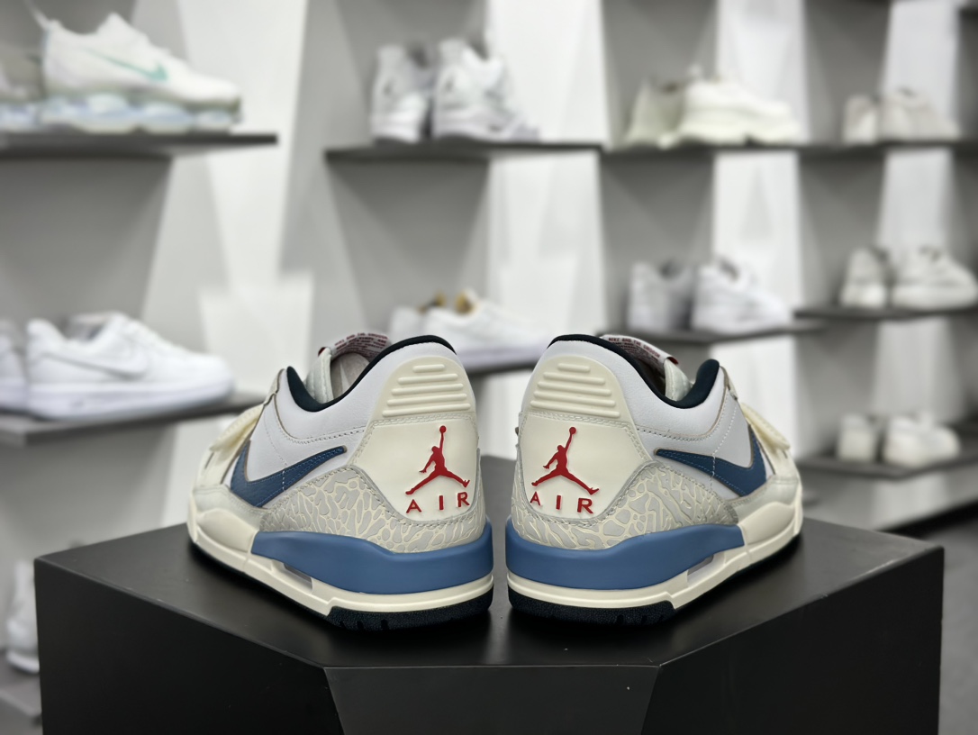 耐克Nike Air Jordan Legacy 312 Low”Jumpman Motion Logo”乔丹休闲运动篮球鞋“皮革米白运动红蓝”HM3709-141