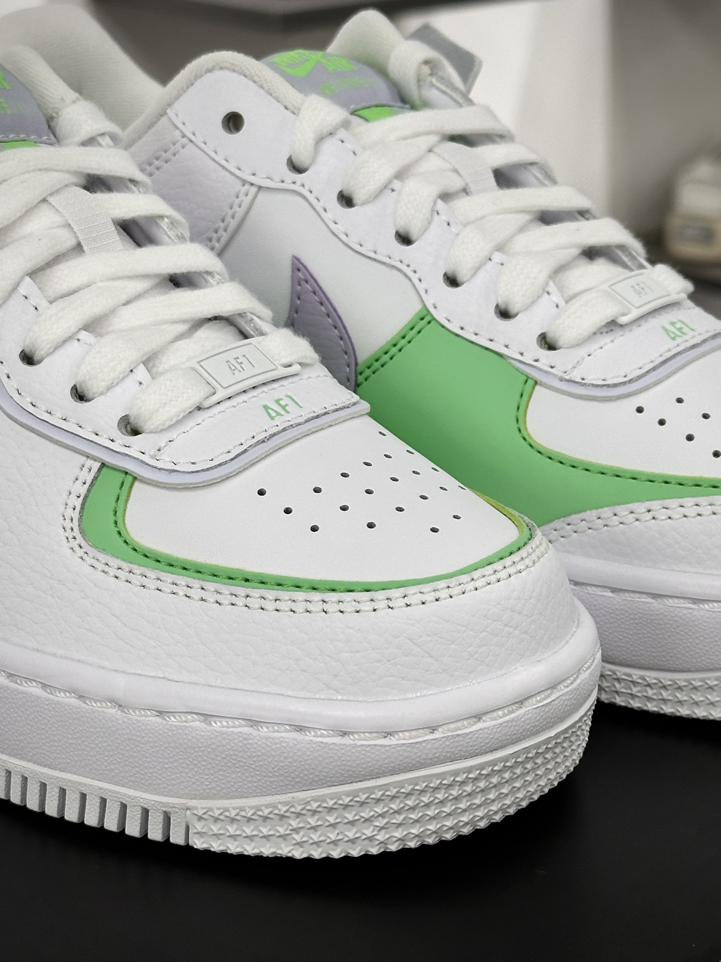 耐克Nike WMNS Air Force 1 Shadow”White/Green/Purple”空军一号板鞋”皮革白亮绿淡紫”CU8591-103