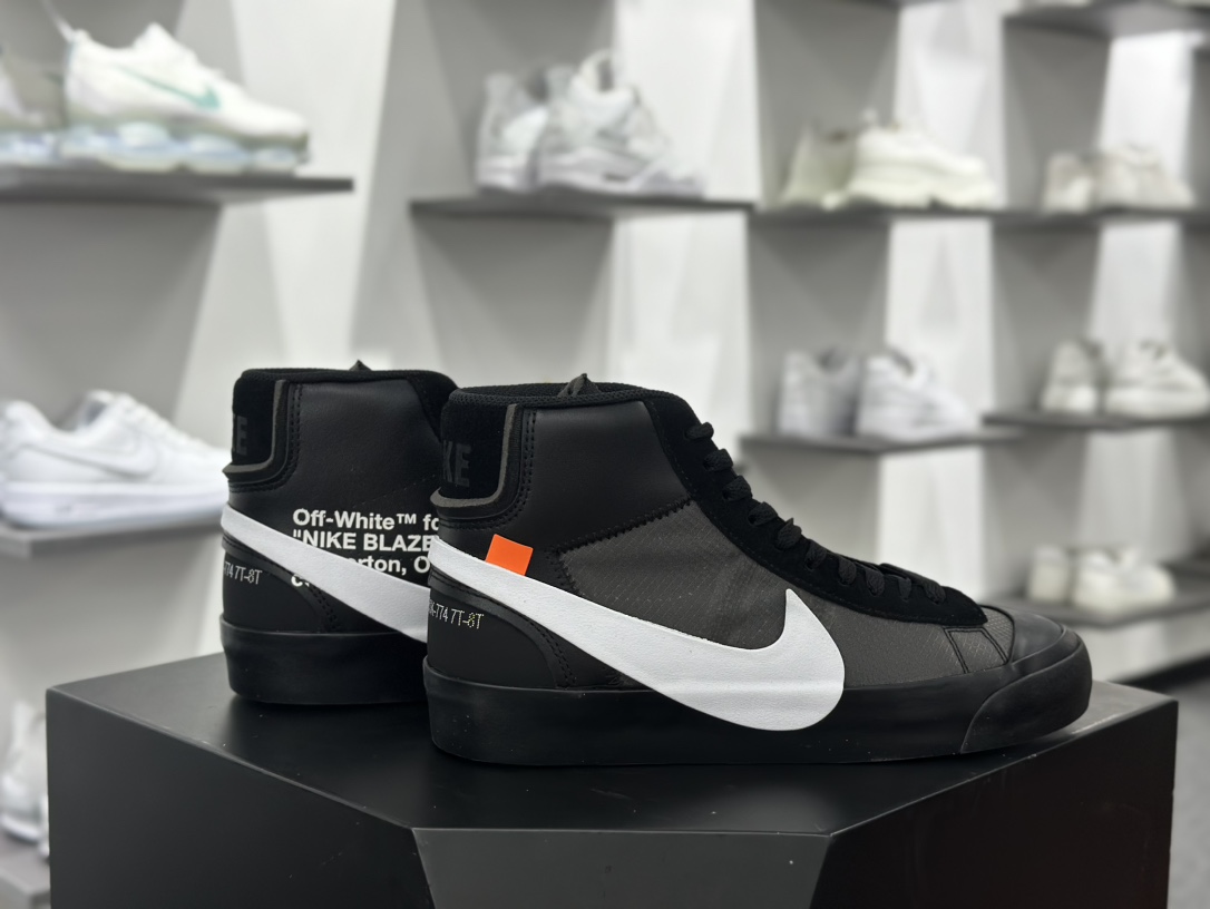 Off-White x Nike Blazer Mid Spooky”Grim Reepers”开拓者经典中帮百搭硫化休闲运动板鞋“OW联名死神炭黑白”AA3832-001