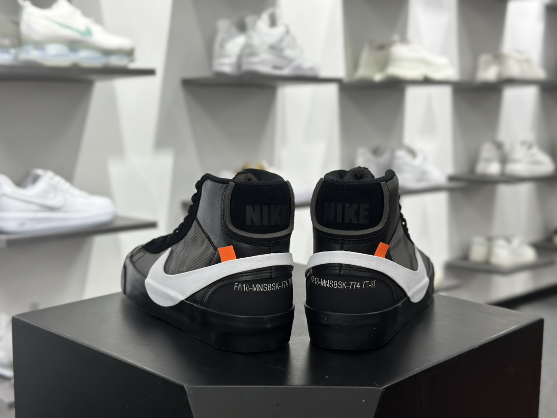 Off-White x Nike Blazer Mid Spooky”Grim Reepers”开拓者经典中帮百搭硫化休闲运动板鞋“OW联名死神炭黑白”AA3832-001