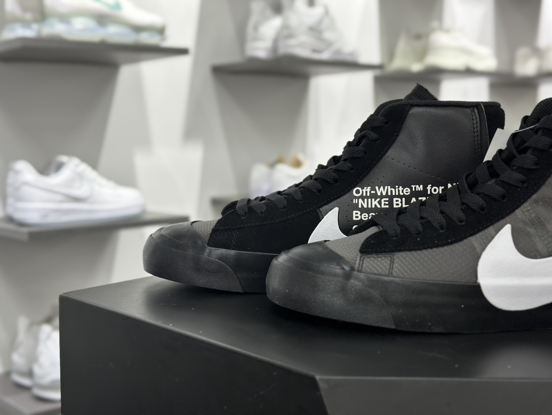 Off-White x Nike Blazer Mid Spooky”Grim Reepers”开拓者经典中帮百搭硫化休闲运动板鞋“OW联名死神炭黑白”AA3832-001