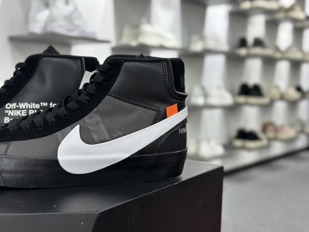 Off-White x Nike Blazer Mid Spooky”Grim Reepers”开拓者经典中帮百搭硫化休闲运动板鞋“OW联名死神炭黑白”AA3832-001