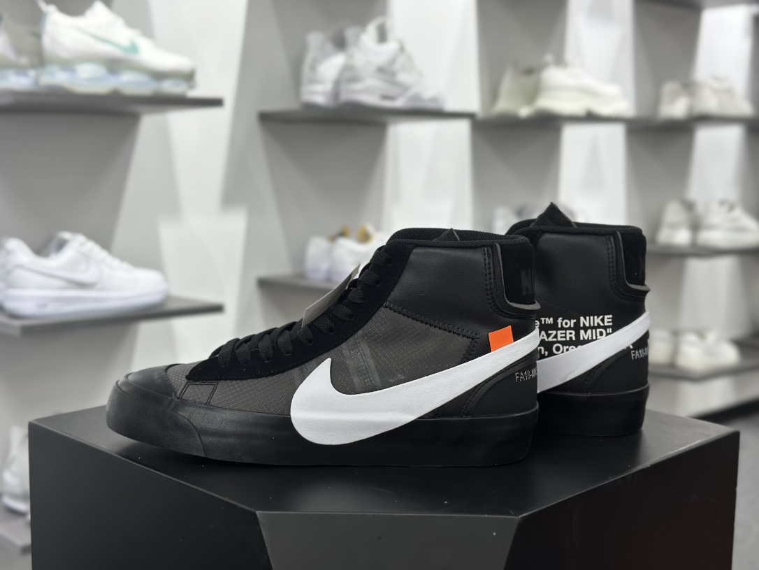 Off-White x Nike Blazer Mid Spooky”Grim Reepers”开拓者经典中帮百搭硫化休闲运动板鞋“OW联名死神炭黑白”AA3832-001