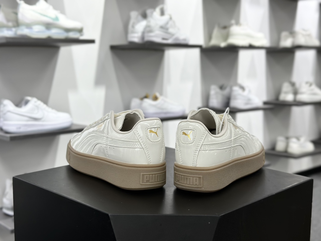 彪马PUMA Suede Platform Women's二代松糕复古休闲运动百搭显高板鞋“皮革米白金标LOGO”396813-03