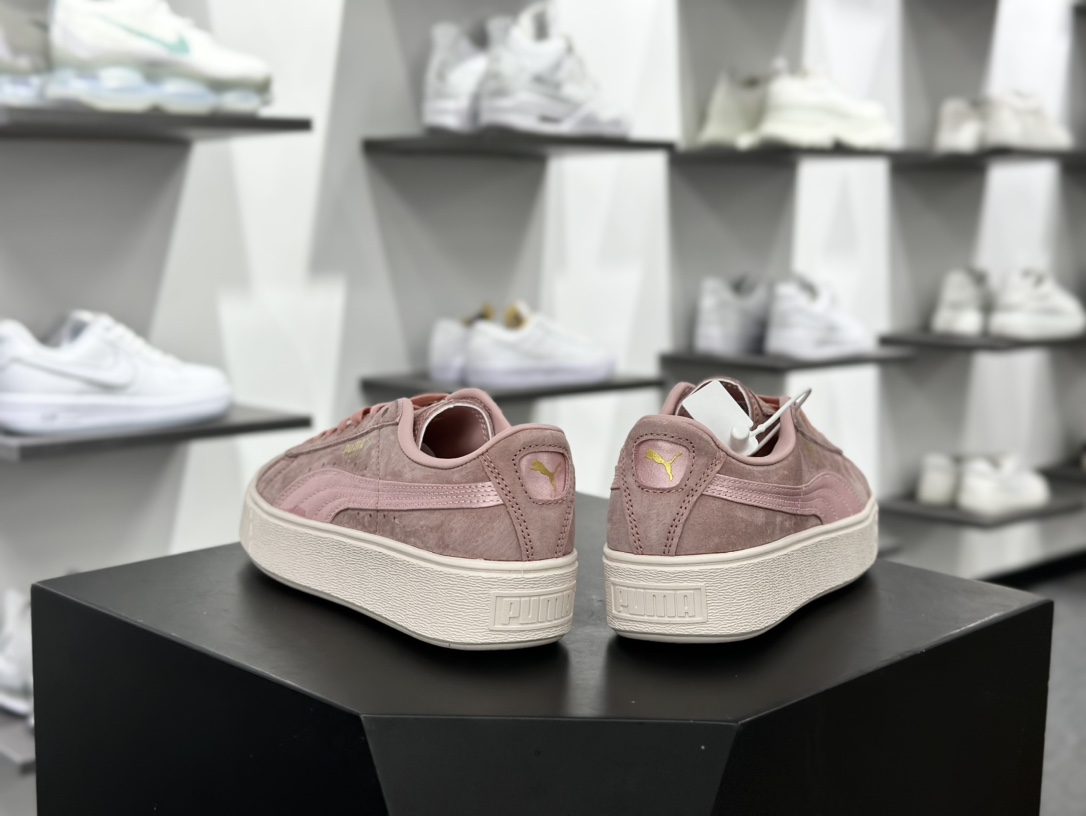 彪马PUMA Suede Platform Women's二代松糕复古休闲运动百搭显高板鞋“浅粉绸布标金LOGO”365828-03