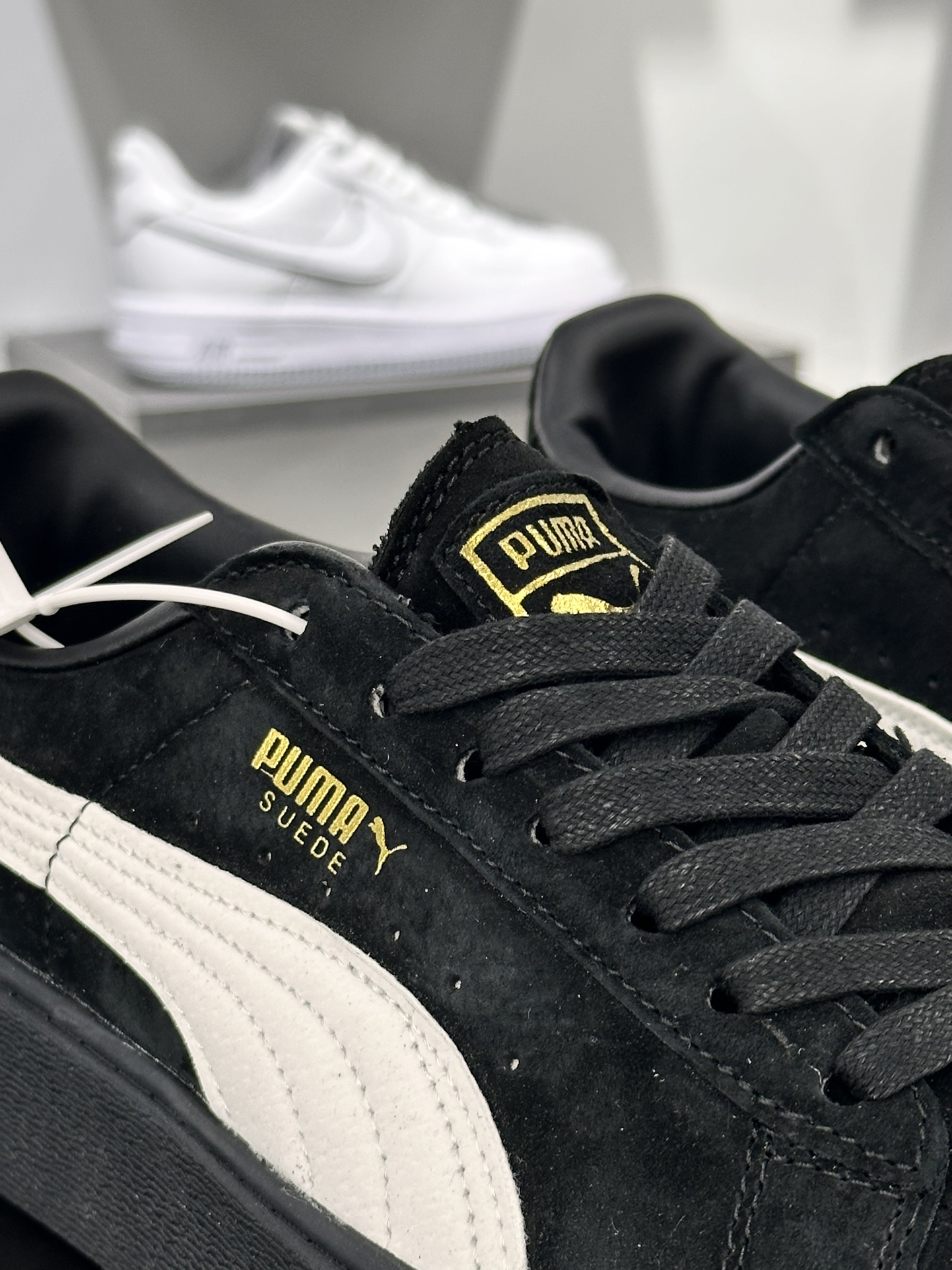 彪马PUMA Suede Platform Women's二代松糕复古休闲运动百搭显高板鞋“全黑白标金LOGO”362223-05