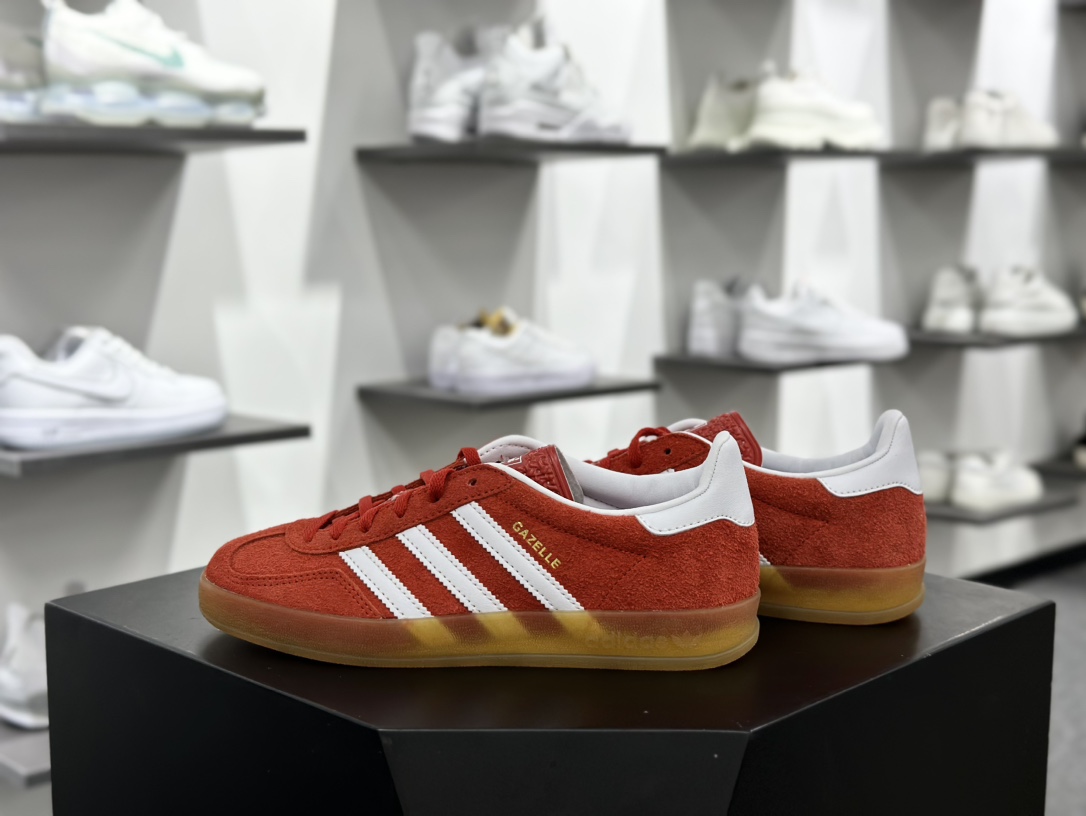 阿迪达斯Adidas Originals Handball SPZL 手球运动员系列百搭休闲运动板鞋“翻毛桔红白生胶底”IQ8718