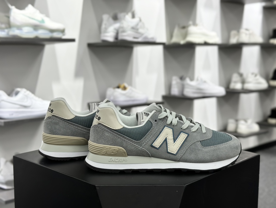 NB新百伦New Balance ML574系列低帮经典复古休闲运动慢跑鞋“翻毛深灰钢蓝米白”ML574BA2