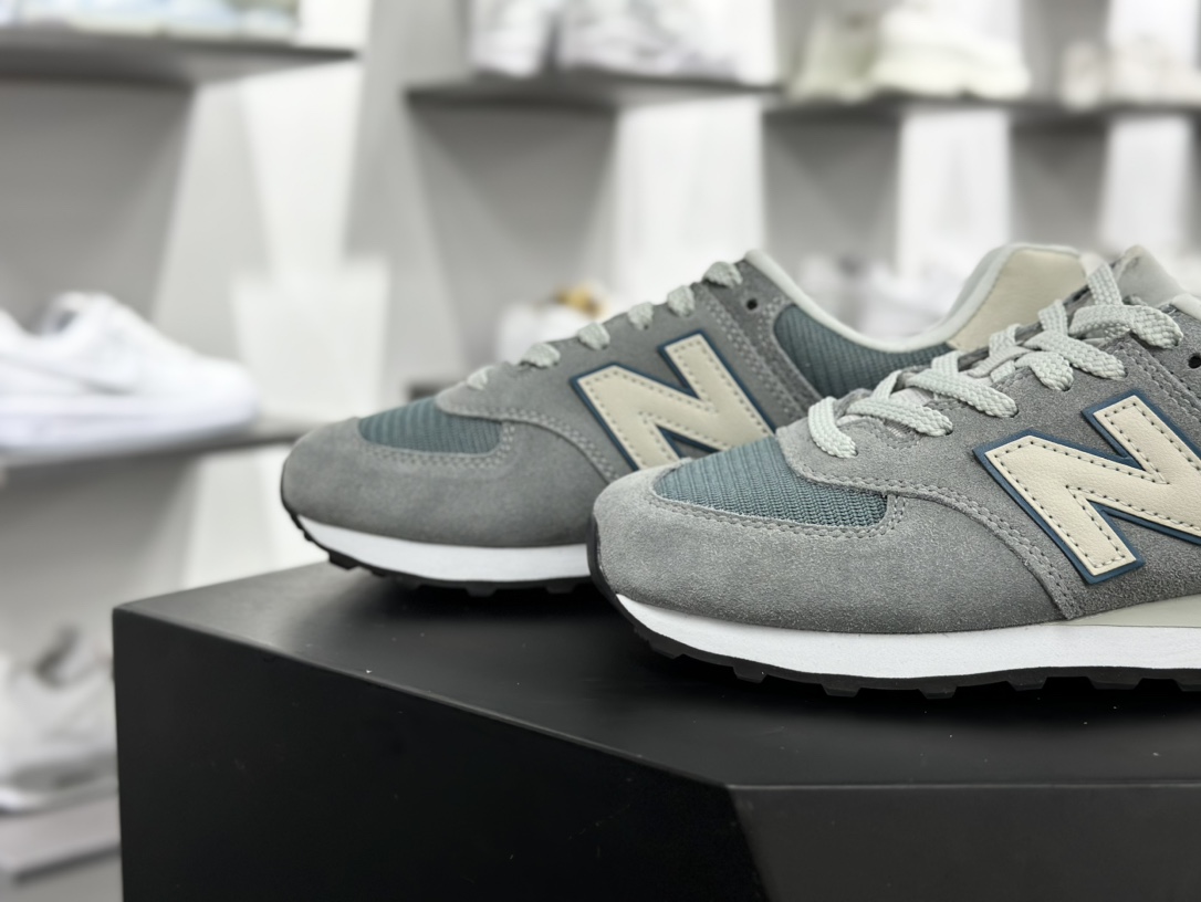 NB新百伦New Balance ML574系列低帮经典复古休闲运动慢跑鞋“翻毛深灰钢蓝米白”ML574BA2