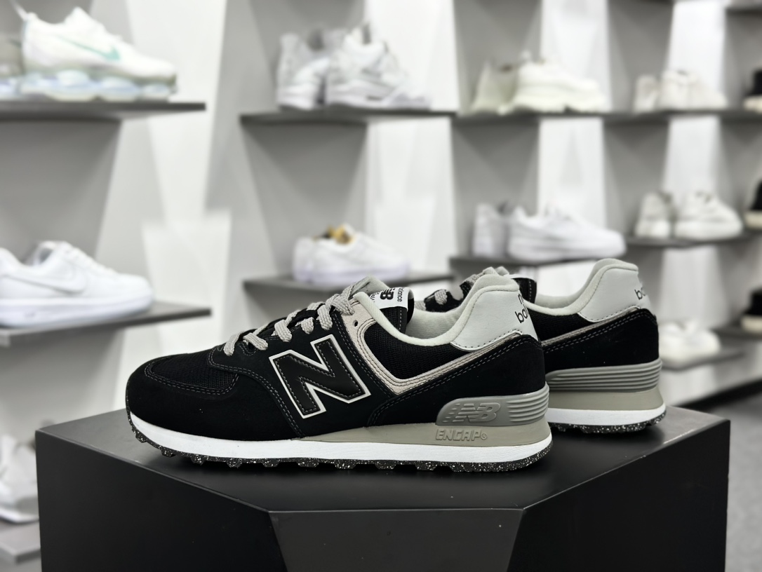 NB新百伦New Balance ML574系列低帮经典复古休闲运动慢跑鞋“翻毛黑灰”ML574EVB