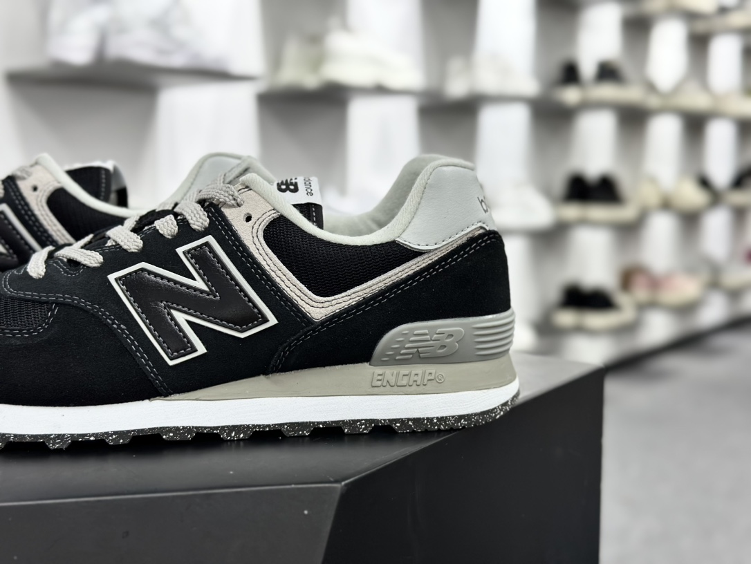 NB新百伦New Balance ML574系列低帮经典复古休闲运动慢跑鞋“翻毛黑灰”ML574EVB