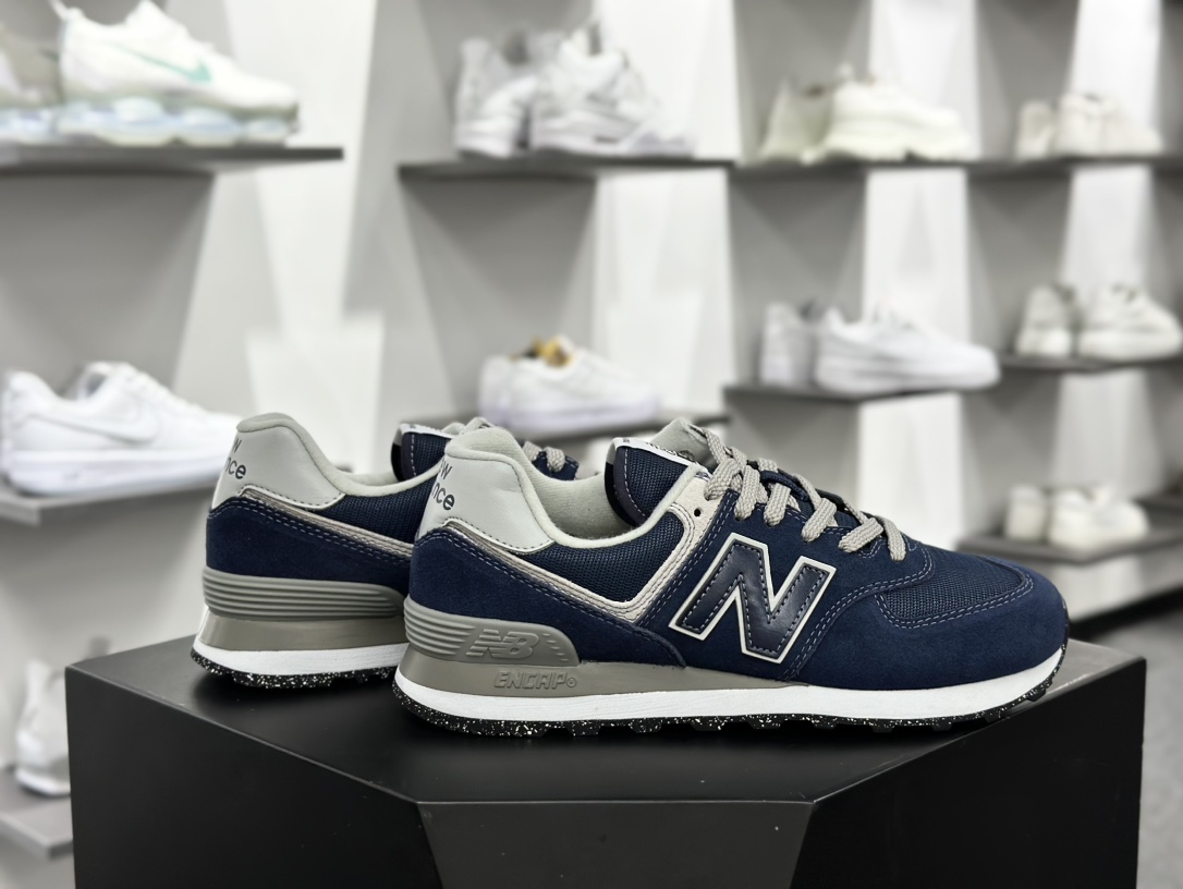 NB新百伦New Balance ML574系列低帮经典复古休闲运动慢跑鞋“翻毛海军蓝浅灰”ML574EVN