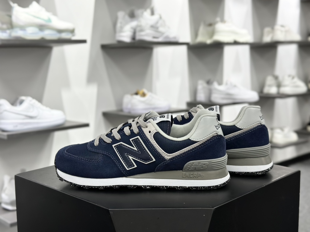 NB新百伦New Balance ML574系列低帮经典复古休闲运动慢跑鞋“翻毛海军蓝浅灰”ML574EVN