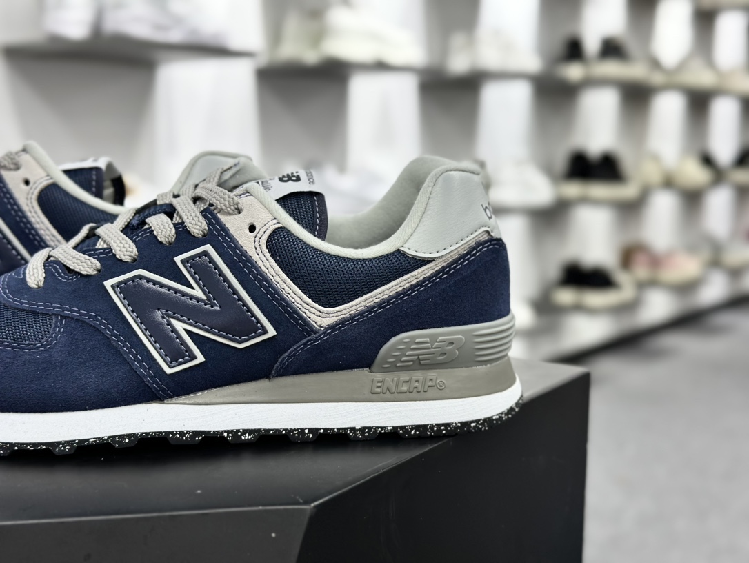 NB新百伦New Balance ML574系列低帮经典复古休闲运动慢跑鞋“翻毛海军蓝浅灰”ML574EVN