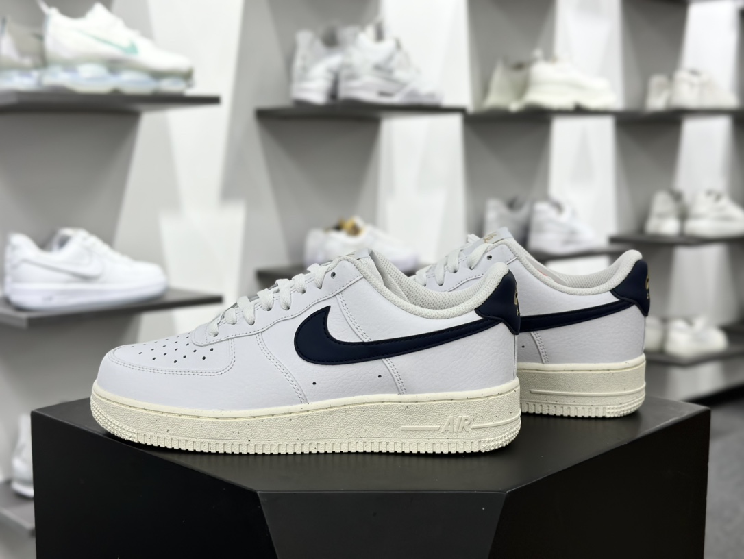 耐克Nike Air Force 1’07 Low Next Nature”Olympic”空军一号低帮板鞋“皮革白金藏蓝金牌冠军”FZ6768-100