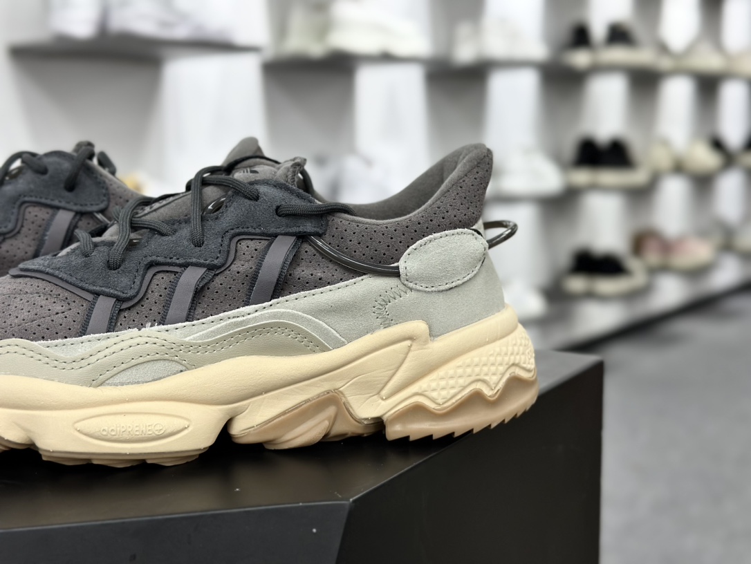 Adidas Ozweego adiPRENE OZ系列缓震复古老爹休闲运动慢跑鞋“深灰米黄”IF8577