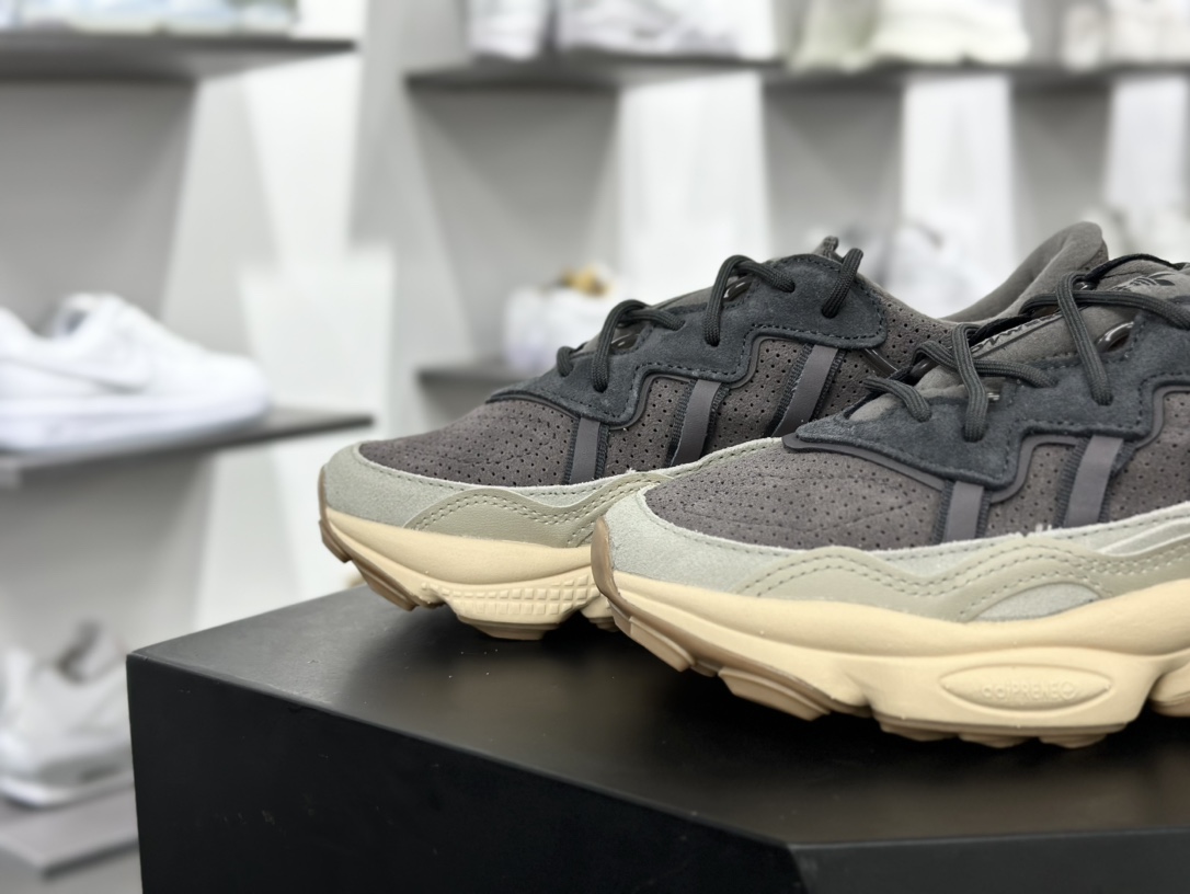 Adidas Ozweego adiPRENE OZ系列缓震复古老爹休闲运动慢跑鞋“深灰米黄”IF8577