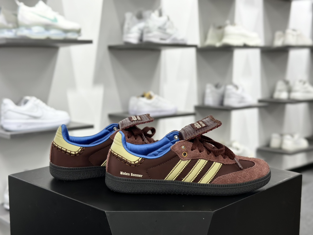 Wales Bonner x Adidas Originals Samba Classic”Pony Tonal”桑巴舞板鞋“联名酒红棕浅蓝米黄”IE0579