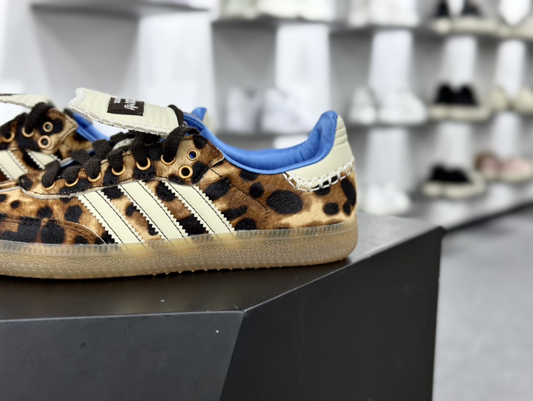 Wales Bonner x Adidas Originals Samba Classic”Pony Tonal”桑巴舞皮革板鞋“联名棕黄米白马毛生胶底”IE0578